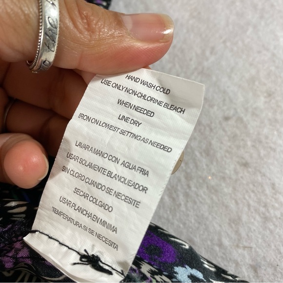 Chime Paisley Button Down Blouse Top Short Sleeve Sharkbite Hem LG Peaco… - Picture 8 of 11